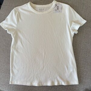 American Eagle Ribbed Short Sleeve Tee - White Size Large NWT